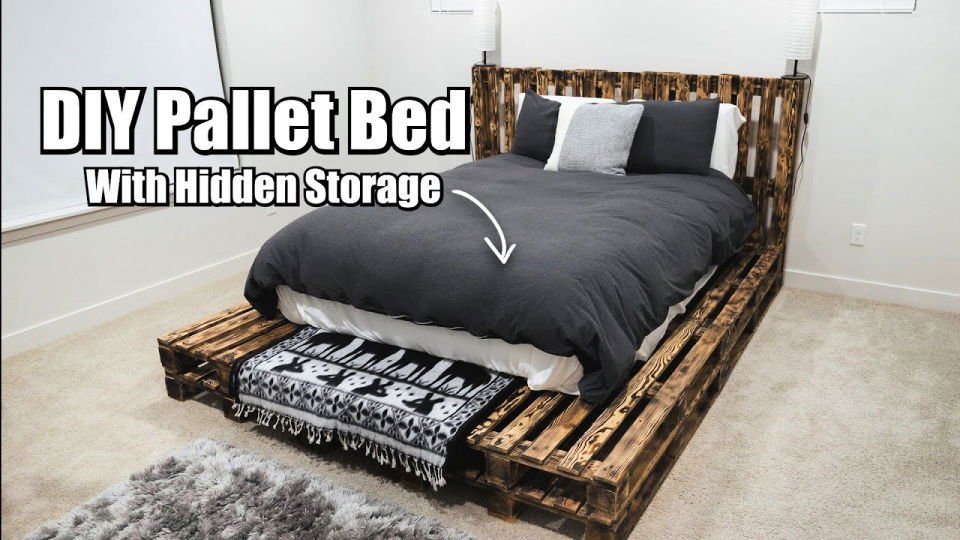 DIY Pallet Bed Frame Ideas: 30 Ideas & Step-by-Step Guide 22 DIY Pallet Floor Bed With Hidden Storage