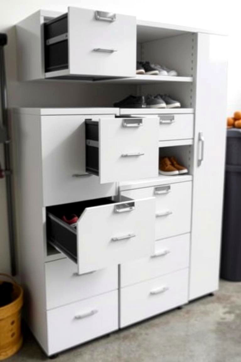 24 Garage Shoe Storage Ideas: Organize & Reclaim Space 17 Drawer Units for Shoes - 24 Garage Shoe Storage Ideas