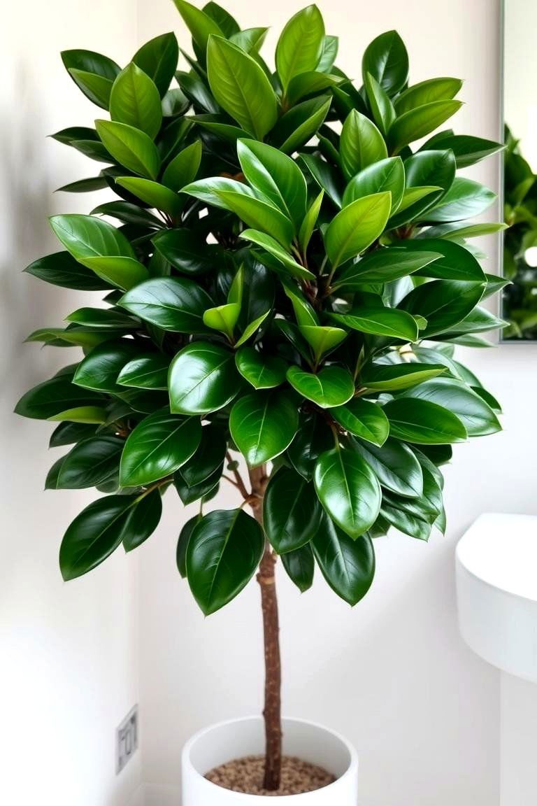 24 Best Plants for Bathroom: Air Purifying Green Decor 12 Ficus Elastica Strength - 24 Best Plants for Bathroom