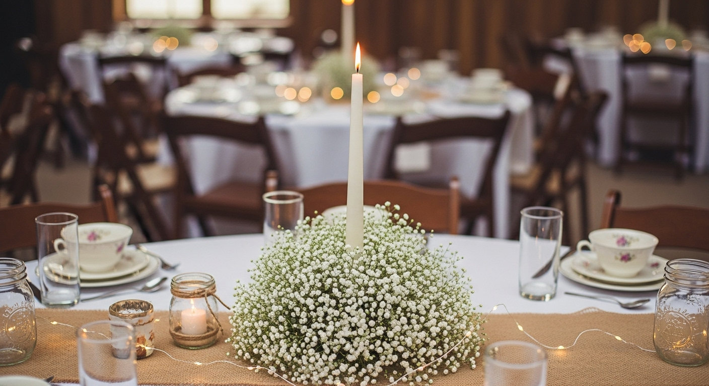 DIY baby breath centerpiece under $15