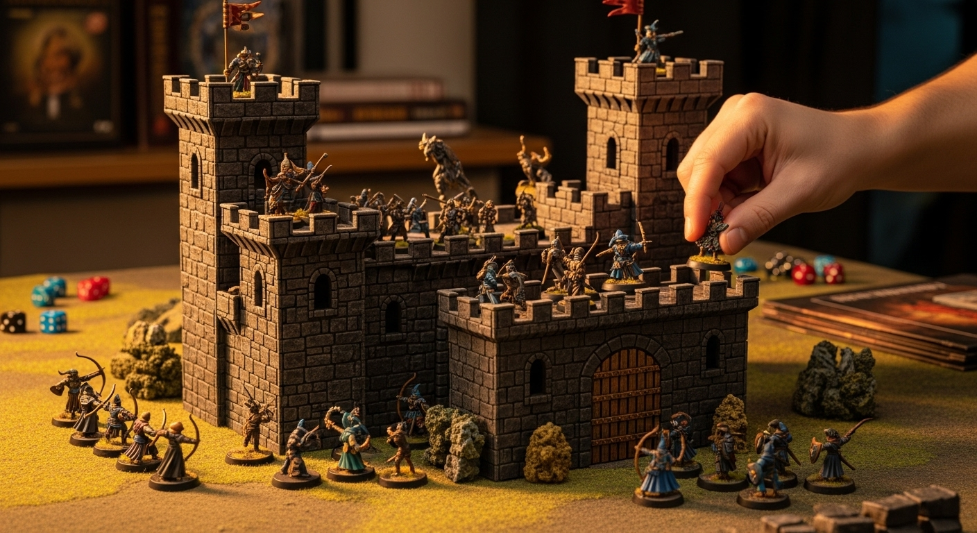 Close-up of a detailed, hand-crafted DIY foam castle with intricate stonework and realistic textures.