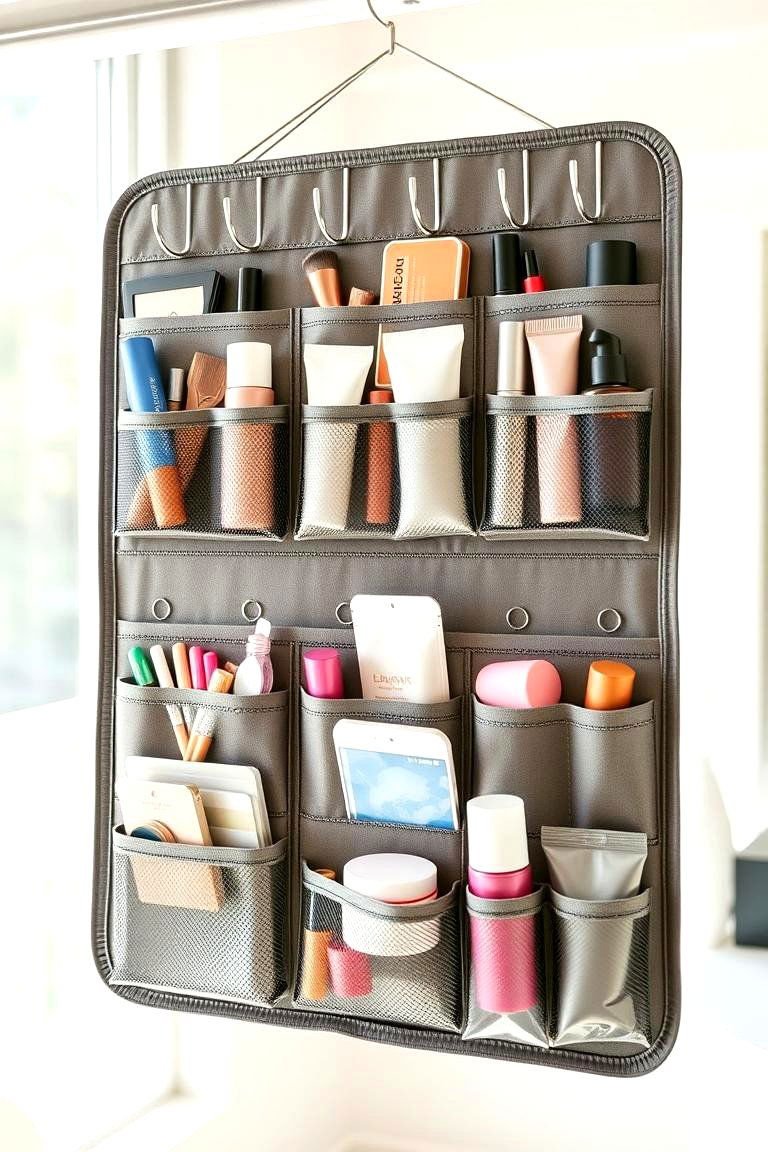 Vanity Organization Ideas: 24 Clutter-Free Solutions 6 Hanging Organizers for Cosmetics - 24 vanity organization ideas