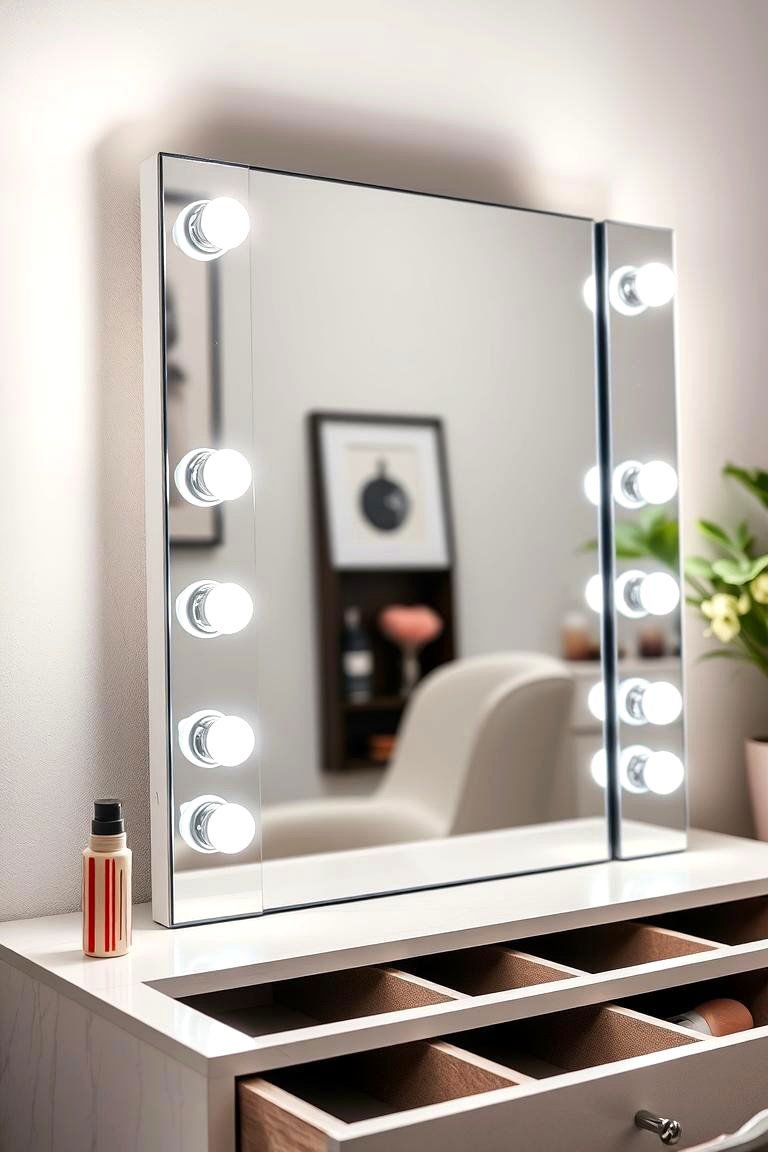 Vanity Organization Ideas: 24 Clutter-Free Solutions 12 LED Vanity Mirrors with Storage - 24 vanity organization ideas