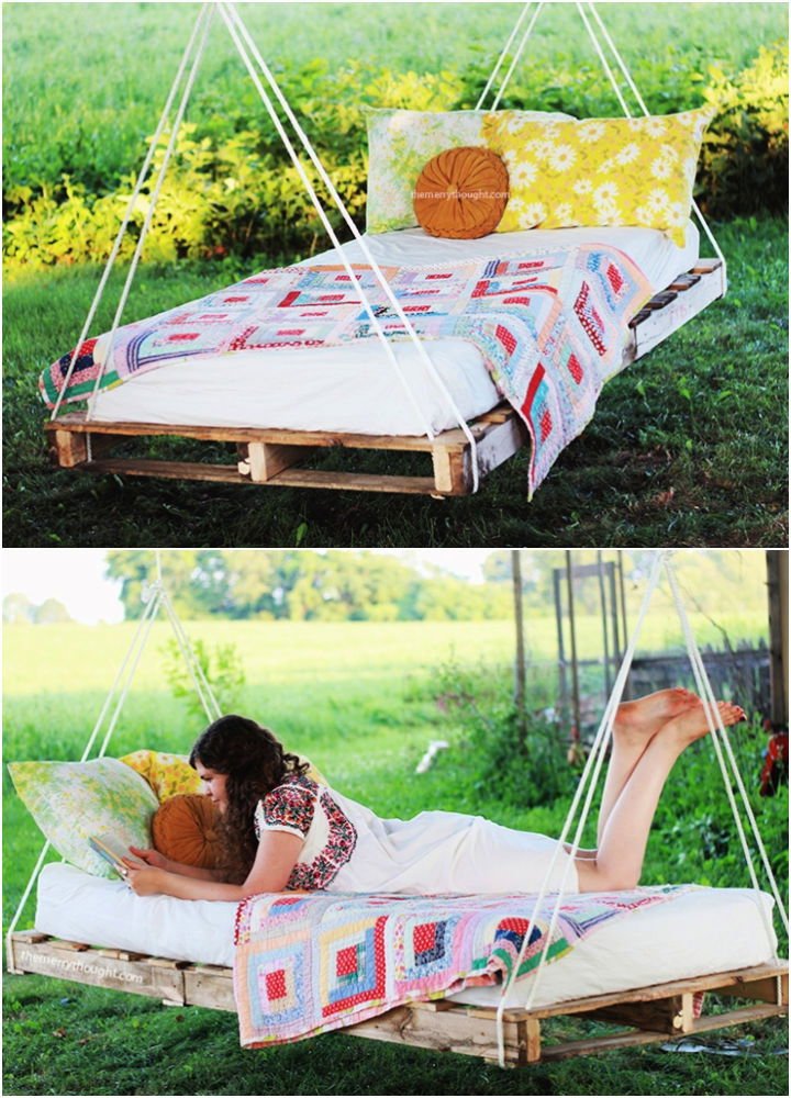 DIY Pallet Bed Frame Ideas: 30 Ideas & Step-by-Step Guide 14 Make Your Own Pallet Swing Bed