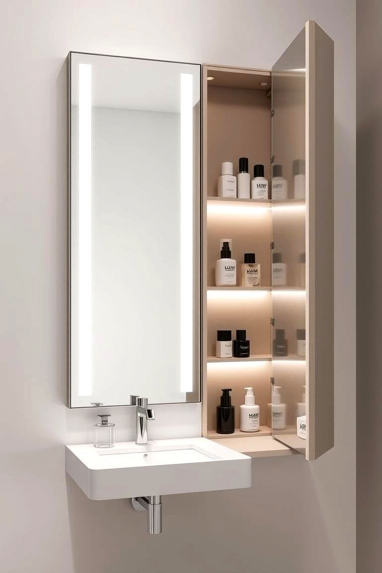 Vanity Organization Ideas: 24 Clutter-Free Solutions 2 Mirror with Integrated Storage - 24 vanity organization ideas