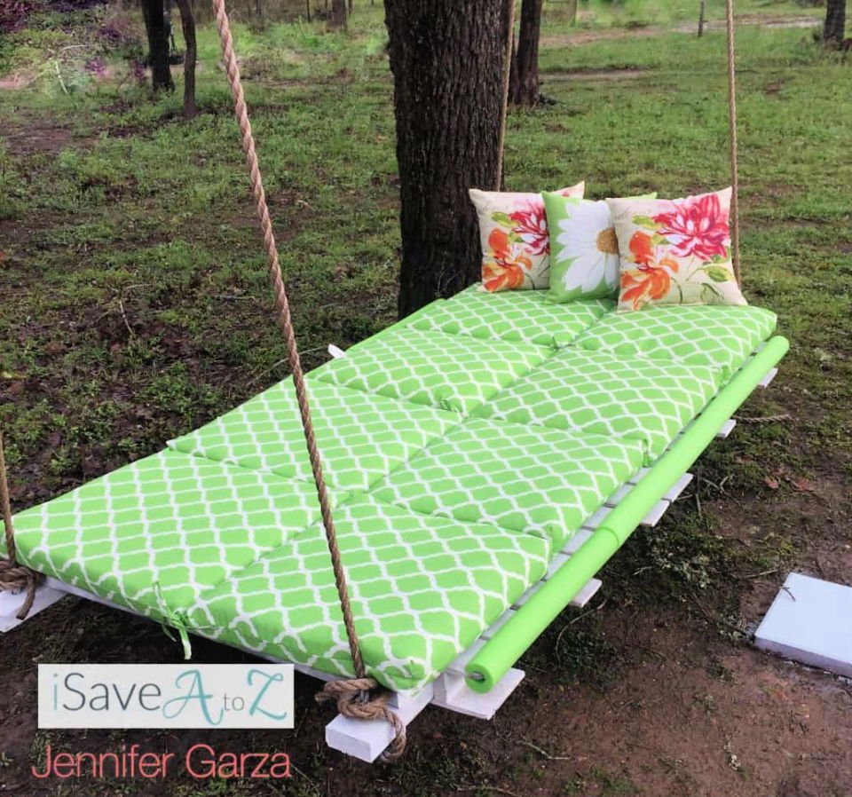 DIY Pallet Bed Frame Ideas: 30 Ideas & Step-by-Step Guide 19 Outdoor Hanging Pallet Bed Design