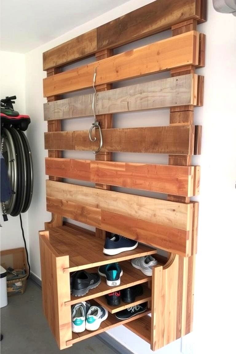 24 Garage Shoe Storage Ideas: Organize & Reclaim Space 6 Repurposed Pallet Shoe Storage - 24 Garage Shoe Storage Ideas