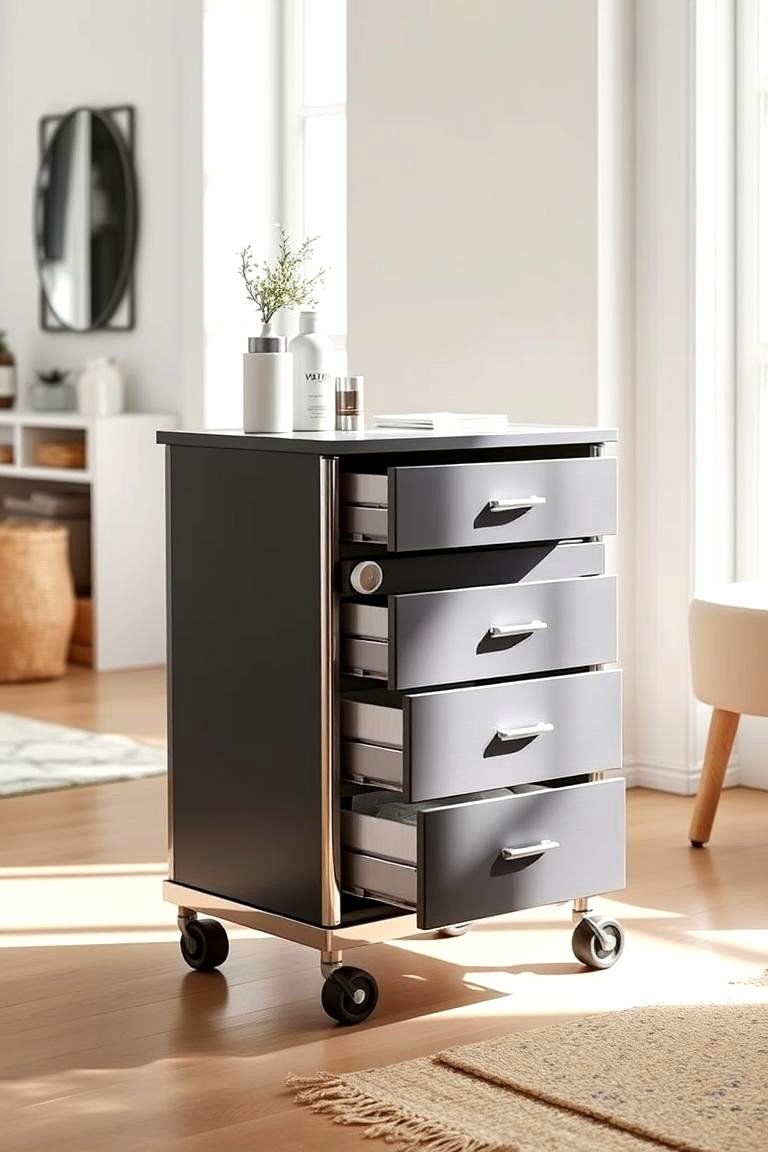 Vanity Organization Ideas: 24 Clutter-Free Solutions 9 Rolling Vanity Carts - 24 vanity organization ideas