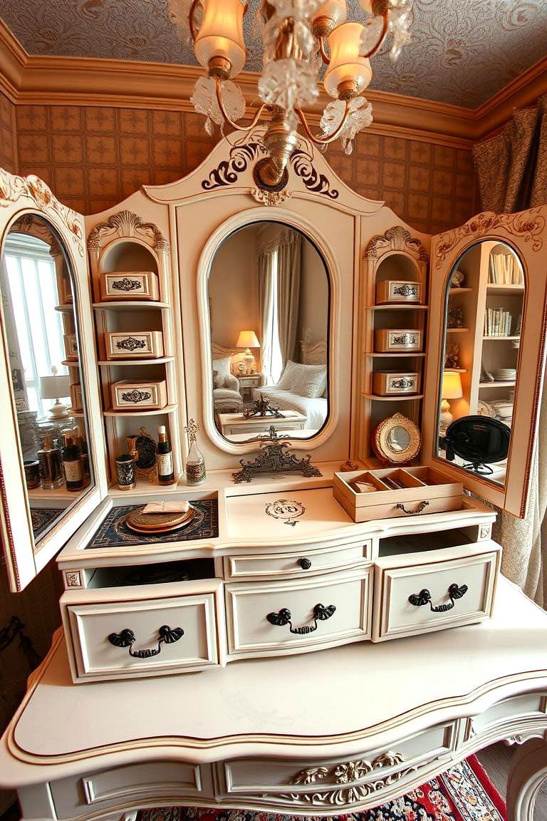 Vanity Organization Ideas: 24 Clutter-Free Solutions 19 Vintage Inspired Vanity Organizers - 24 vanity organization ideas