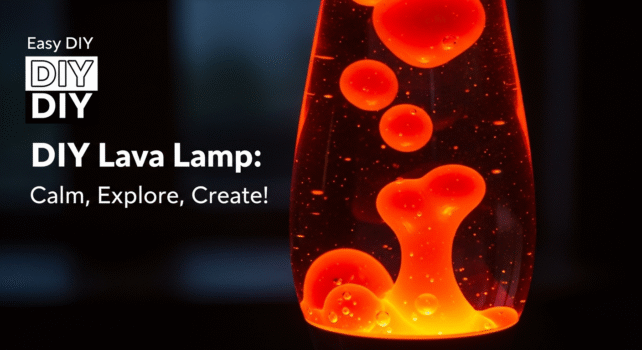 Homemade lava lamp with green liquid bubbling inside a clear bottle.