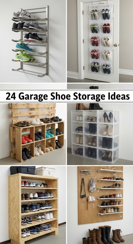 garage shoe storage ideas collage.502Z