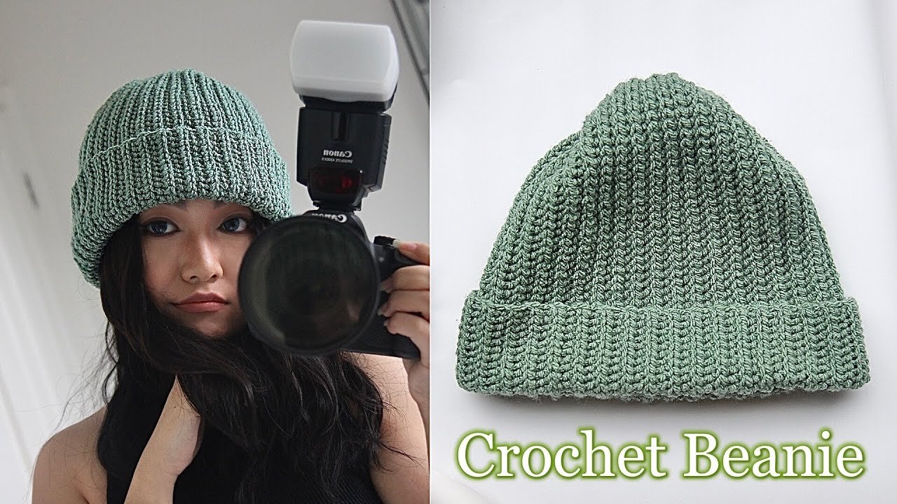 Knit look crochet beanie hat pattern