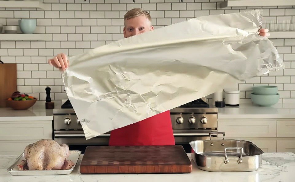 DIY Roasting Rack: Homemade Turkey Solution for Pan 2 prepare the aluminum foil