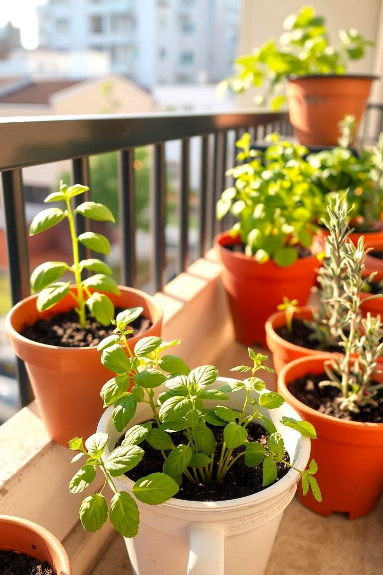 24 Urban Garden Ideas: Vertical, Container, for City Dwellers 13 Balcony Herb Gardens - 24 Urban Garden Ideas