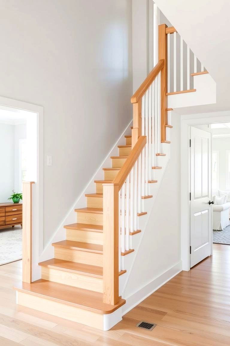 Classic Straight White Oak Staircase - 24 White Oak Staircase Ideas