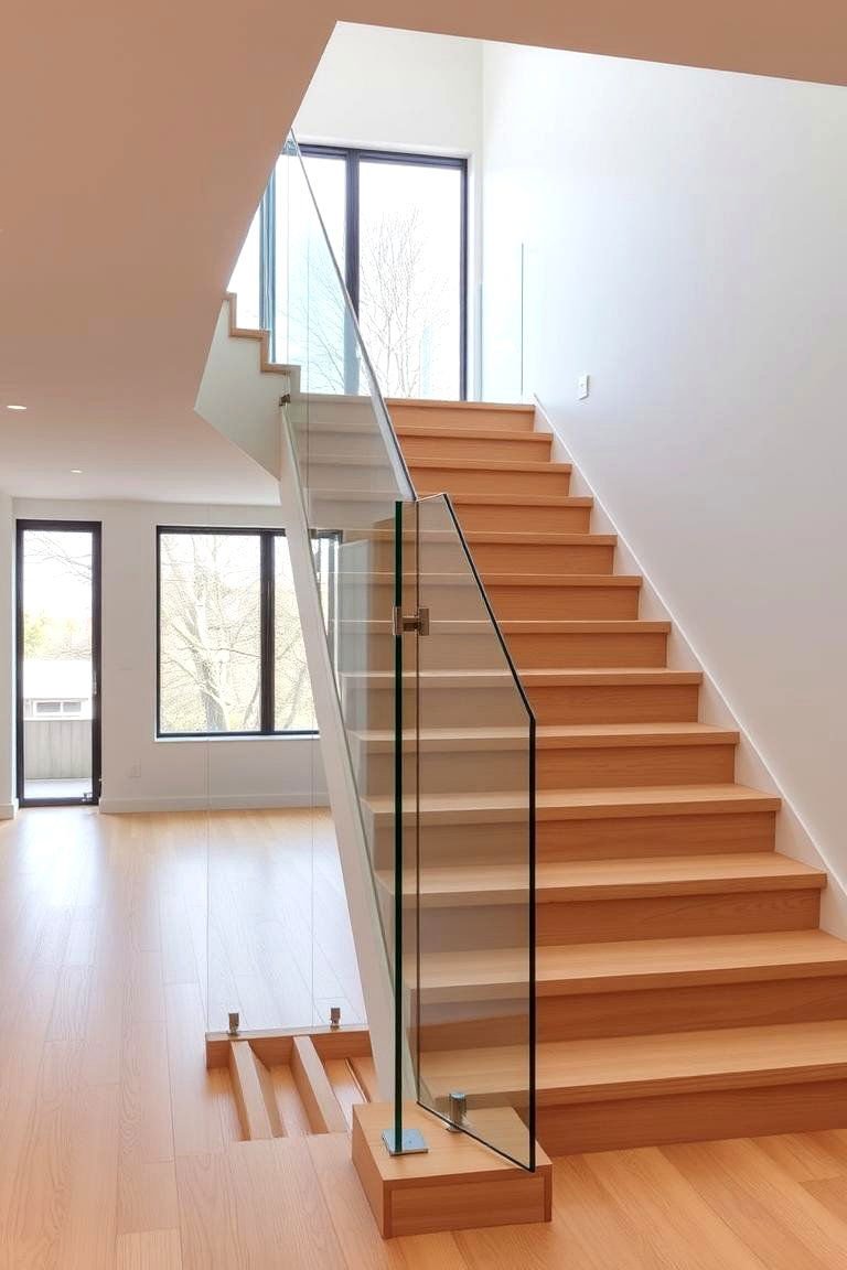 19 White Oak Staircase Ideas to Transform Your Home 6 White Oak Staircase with Glass Railing - 24 White Oak Staircase Ideas