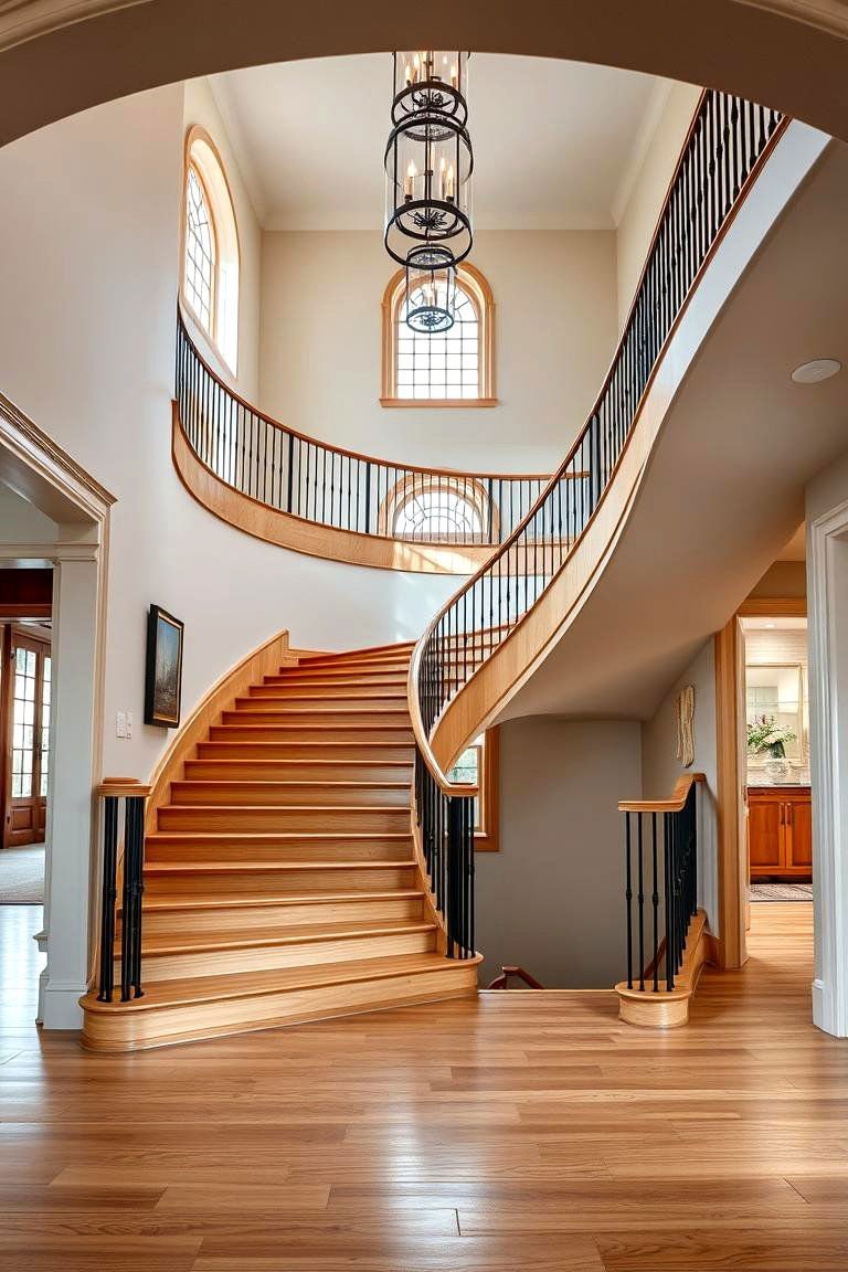 19 White Oak Staircase Ideas to Transform Your Home 12 White Oak Staircase with a Curved Design - 24 White Oak Staircase Ideas