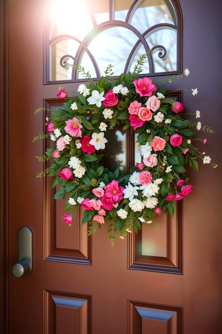 24 Spring Front Door Décor Ideas to Welcome the Season 2 Blooming Wreath Arrangements - 24 Spring Front Door Decor Ideas