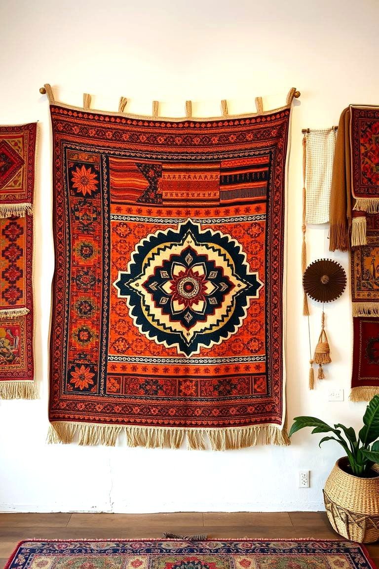 24 Wall Decor Ideas: Creative Ways to Enhance Home Walls 16 Bohemian Tapestry Displays - 24 Wall Decor Ideas