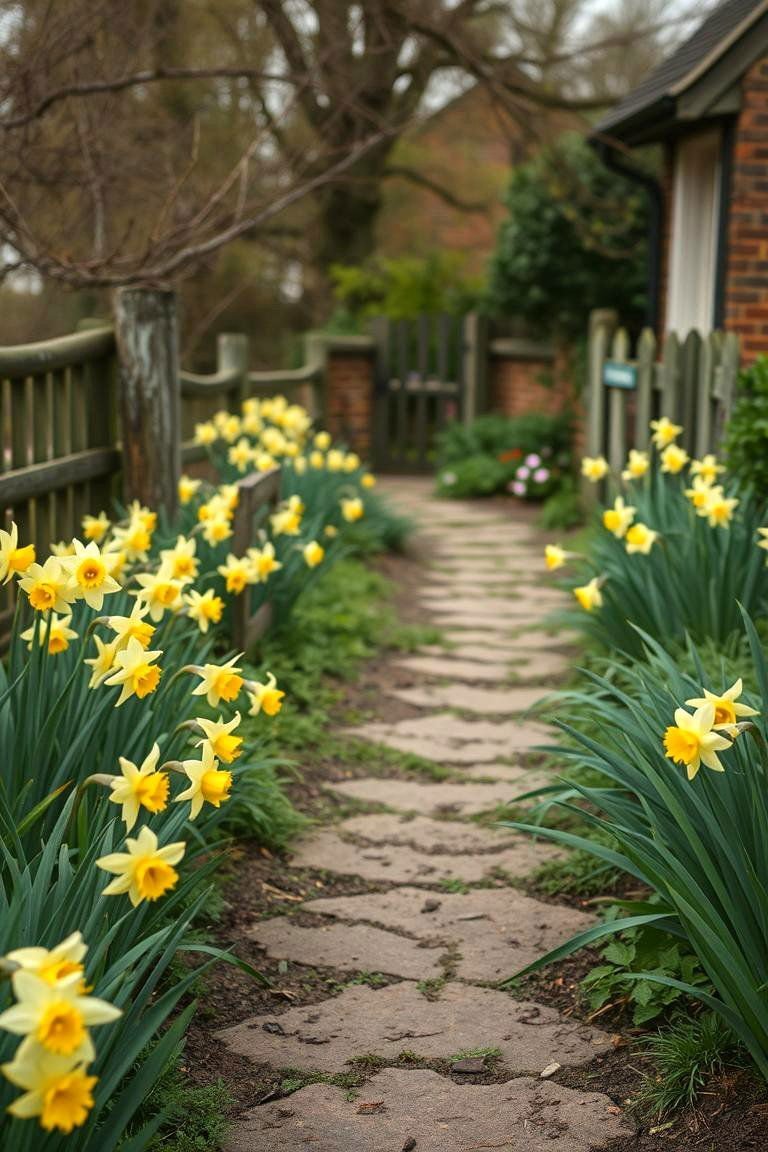 24 Daffodil Garden Ideas for Vibrant Spring Landscapes 5 Cottage Garden Charm with Daffodils - 24 Daffodil Garden Ideas