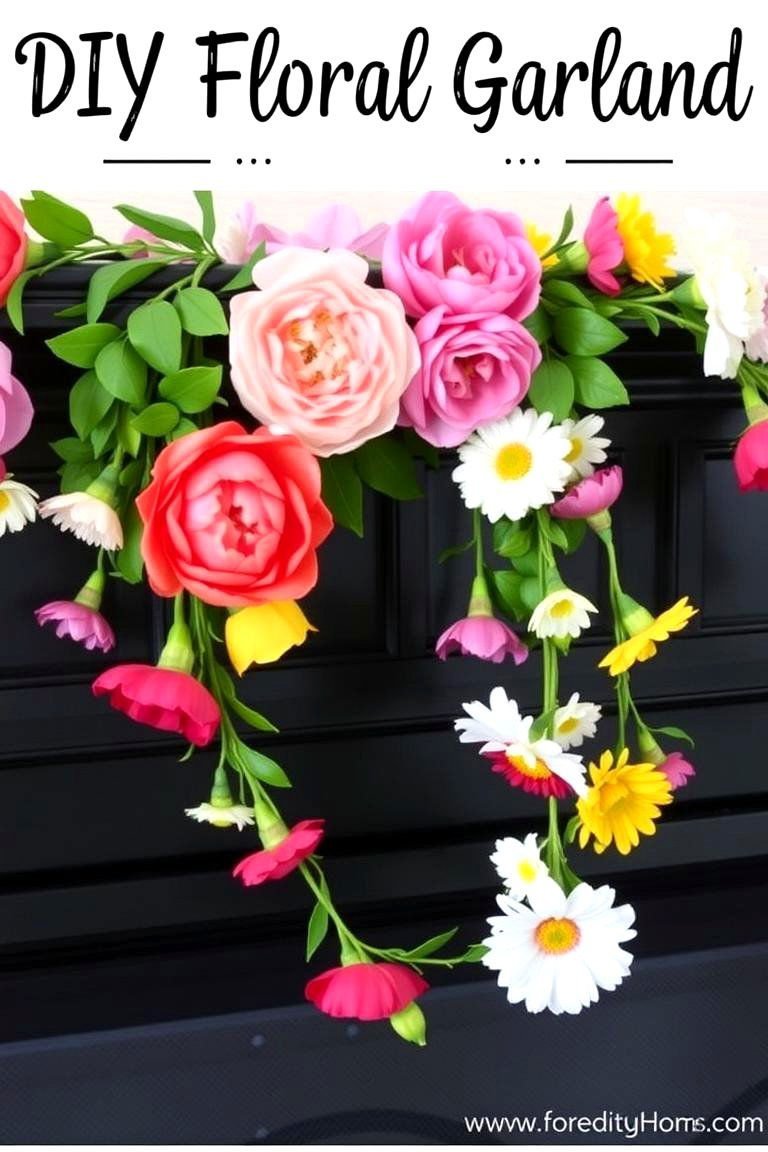 24 Spring Mantel Decor Ideas: Fresh Seasonal Displays 9 DIY Floral Garland - 24 Spring Mantel Decor Ideas