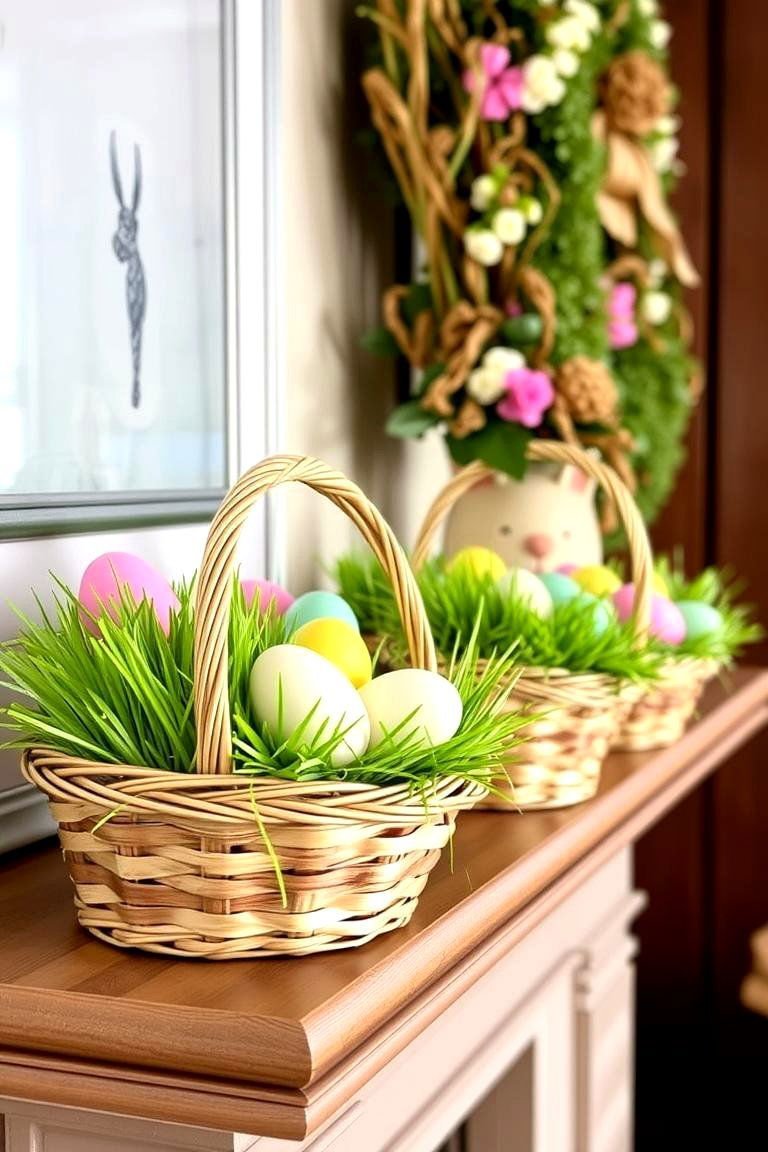 24 Spring Mantel Decor Ideas: Fresh Seasonal Displays 20 Easter Basket Display - 24 Spring Mantel Decor Ideas
