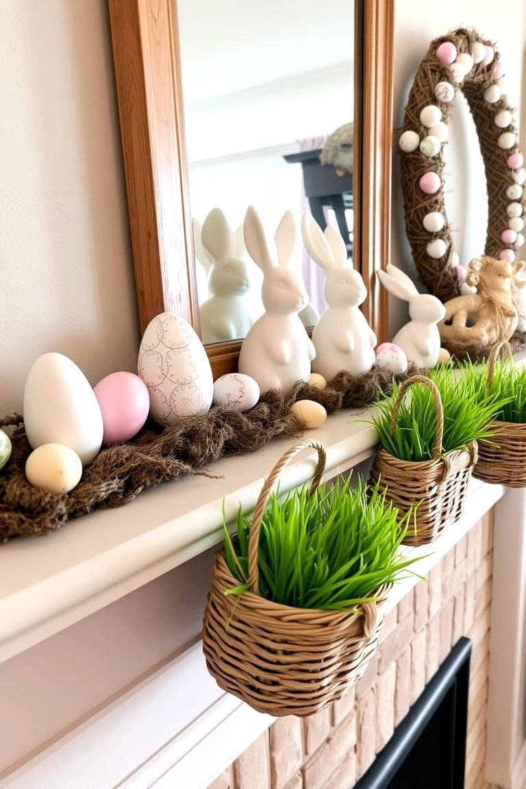 24 Spring Mantel Decor Ideas: Fresh Seasonal Displays 11 Easter Themed Decor - 24 Spring Mantel Decor Ideas