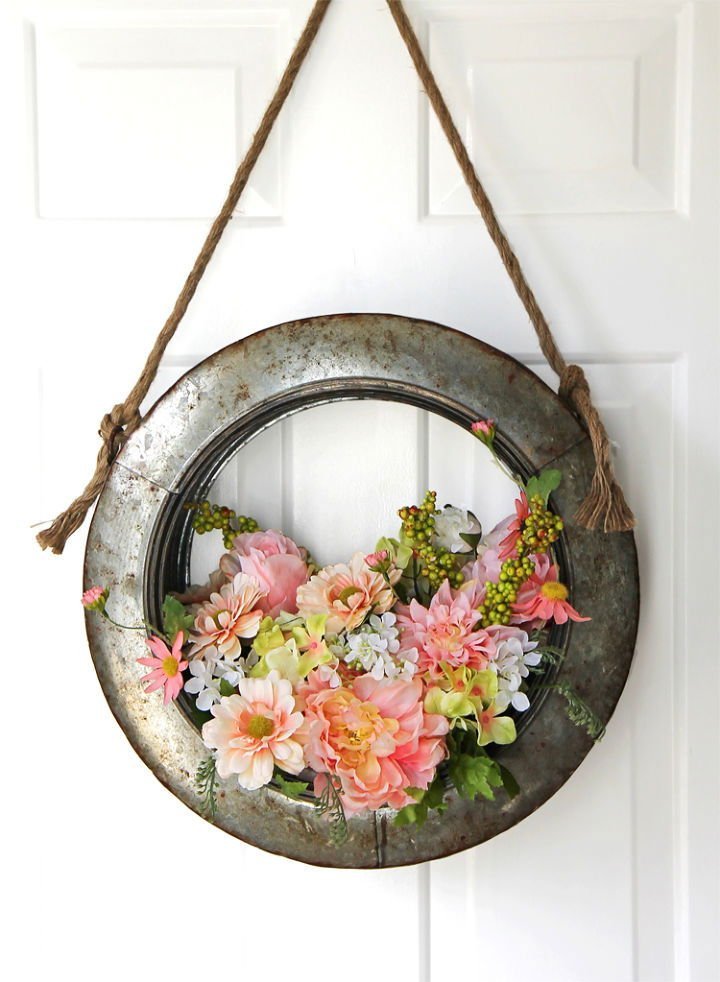 25 DIY Spring Wreath Ideas for Door (How to Make) 26 DIY Farmhouse Style Tire Wreath