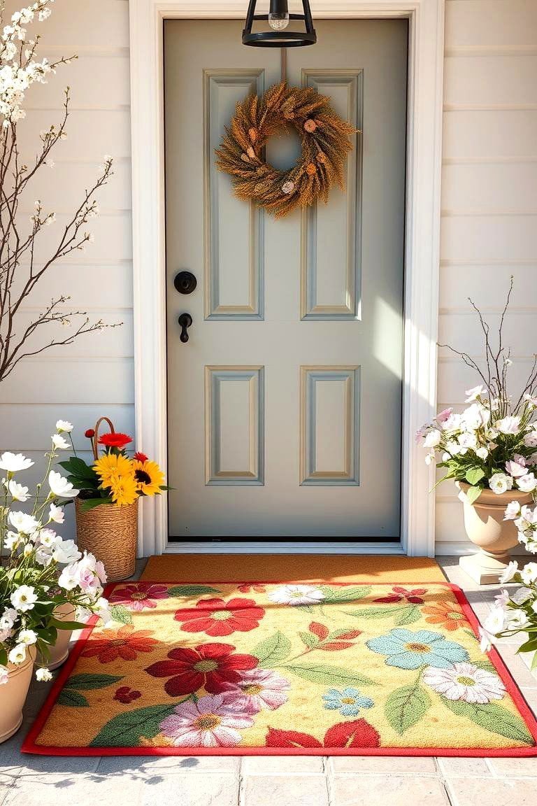 24 Spring Front Door Décor Ideas to Welcome the Season 4 Floral Welcome Mats - 24 Spring Front Door Decor Ideas