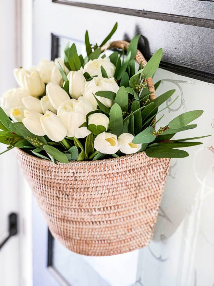 25 DIY Spring Wreath Ideas for Door (How to Make) 11 Making a Front Door Basket Wreath