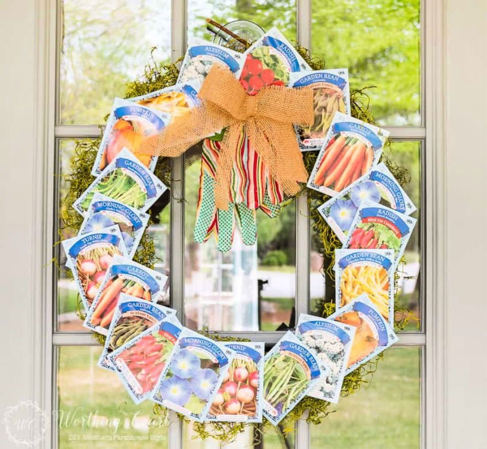 25 DIY Spring Wreath Ideas for Door (How to Make) 15 Gardening Theme Front Door Wreath