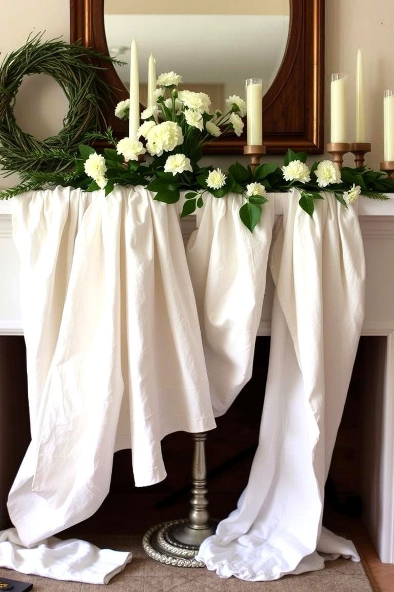 24 Spring Mantel Decor Ideas: Fresh Seasonal Displays 13 Light Breezy Fabrics - 24 Spring Mantel Decor Ideas