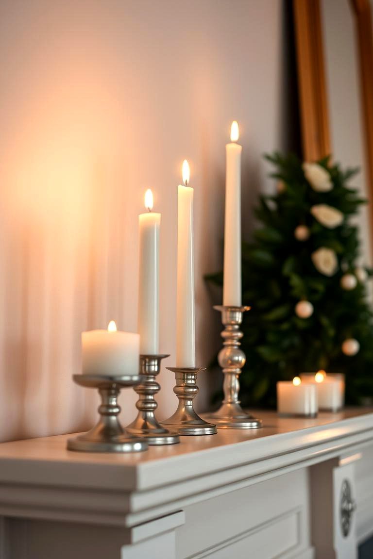 24 Spring Mantel Decor Ideas: Fresh Seasonal Displays 5 Minimalist White Candles - 24 Spring Mantel Decor Ideas