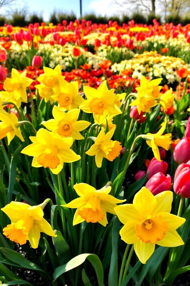 24 Daffodil Garden Ideas for Vibrant Spring Landscapes 3 Mixed Blooms with Daffodils and Tulips - 24 Daffodil Garden Ideas