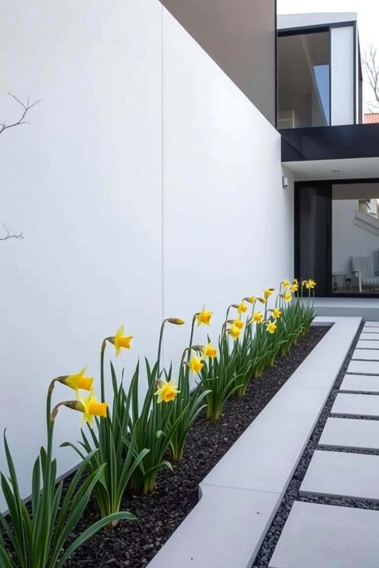24 Daffodil Garden Ideas for Vibrant Spring Landscapes 13 Modern Minimalist Daffodil Setup - 24 Daffodil Garden Ideas