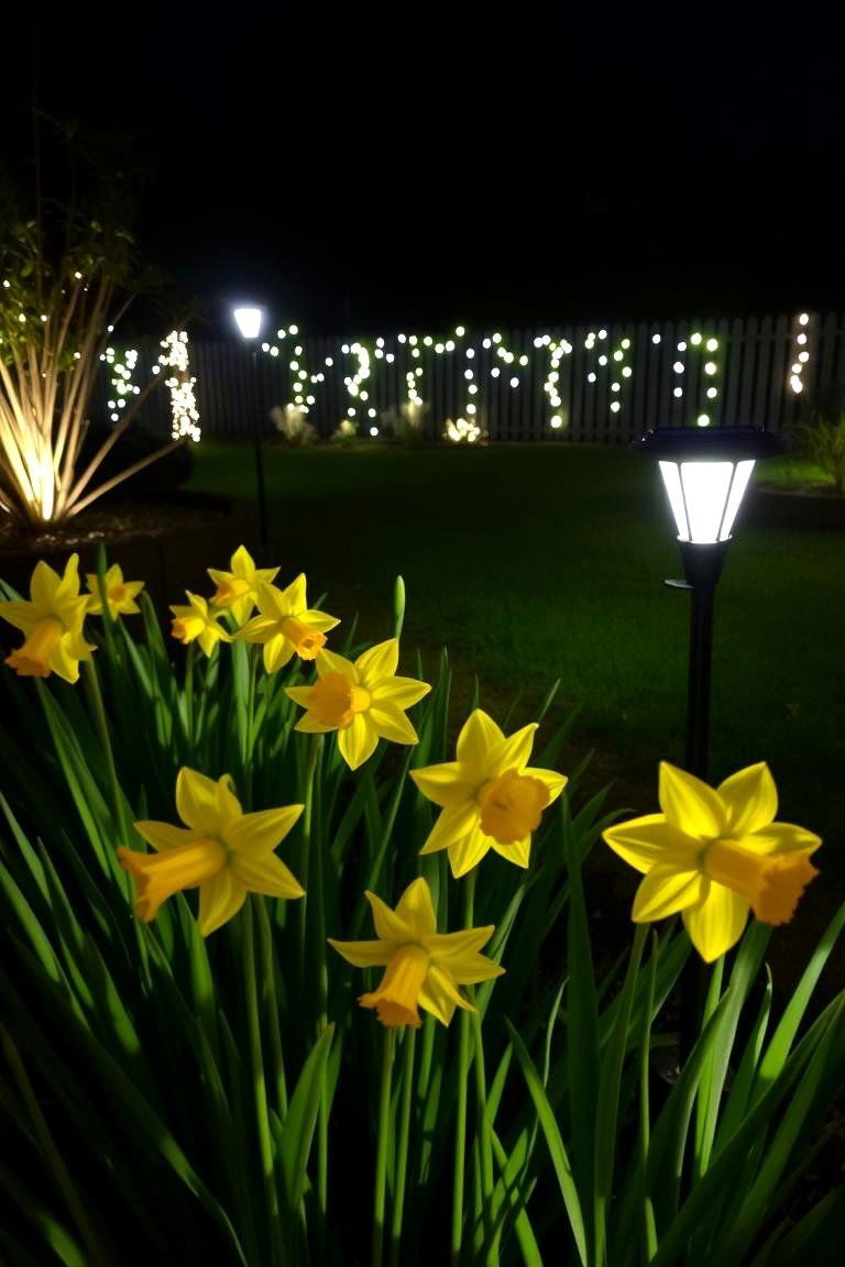 24 Daffodil Garden Ideas for Vibrant Spring Landscapes 20 Nighttime Glow Daffodil Garden - 24 Daffodil Garden Ideas