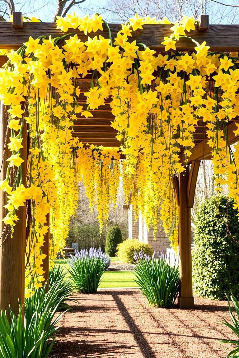24 Daffodil Garden Ideas for Vibrant Spring Landscapes 16 Pergola Daffodil Cascade - 24 Daffodil Garden Ideas
