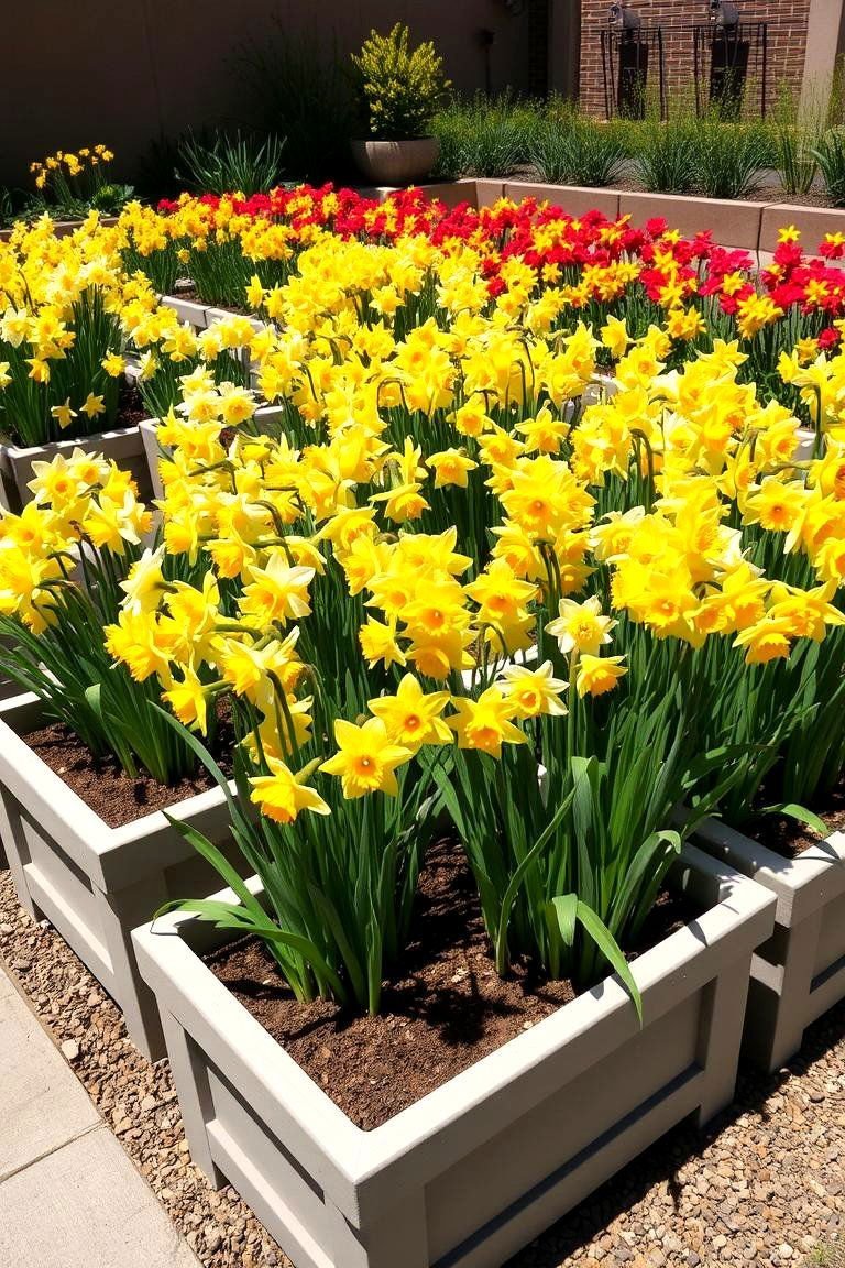 24 Daffodil Garden Ideas for Vibrant Spring Landscapes 6 Raised Daffodil Planters - 24 Daffodil Garden Ideas