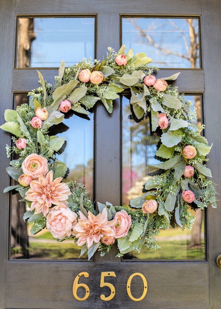25 DIY Spring Wreath Ideas for Door (How to Make) 19 Sage and Blush Spring Wreath Ideas