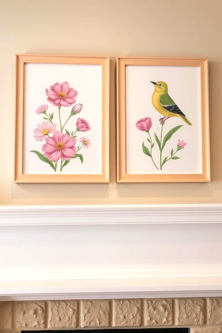 24 Spring Mantel Decor Ideas: Fresh Seasonal Displays 6 Seasonal Art Prints - 24 Spring Mantel Decor Ideas