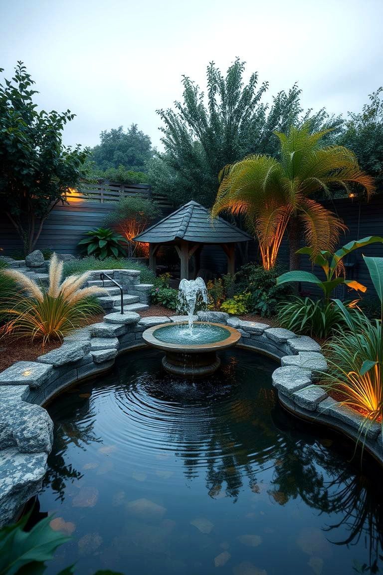 24 Spring Garden Ideas to Refresh Your Outdoor Space 9 Serene Water Feature Garden - 24 Spring Garden Ideas