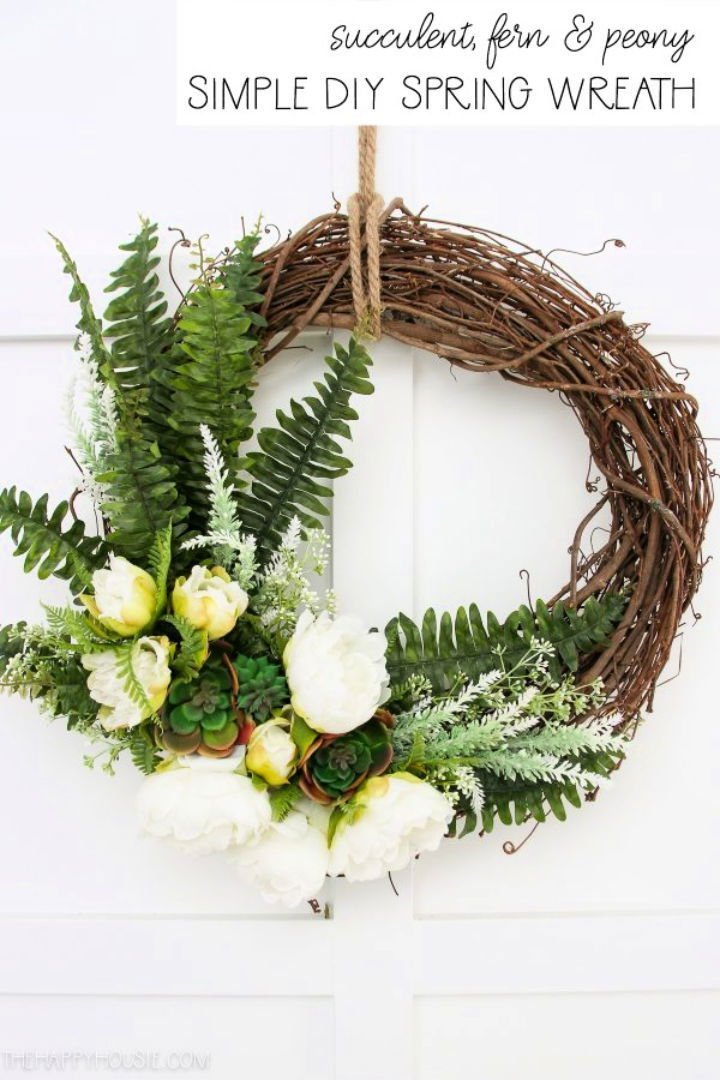 25 DIY Spring Wreath Ideas for Door (How to Make) 25 Succulent and Peony Spring Wreath