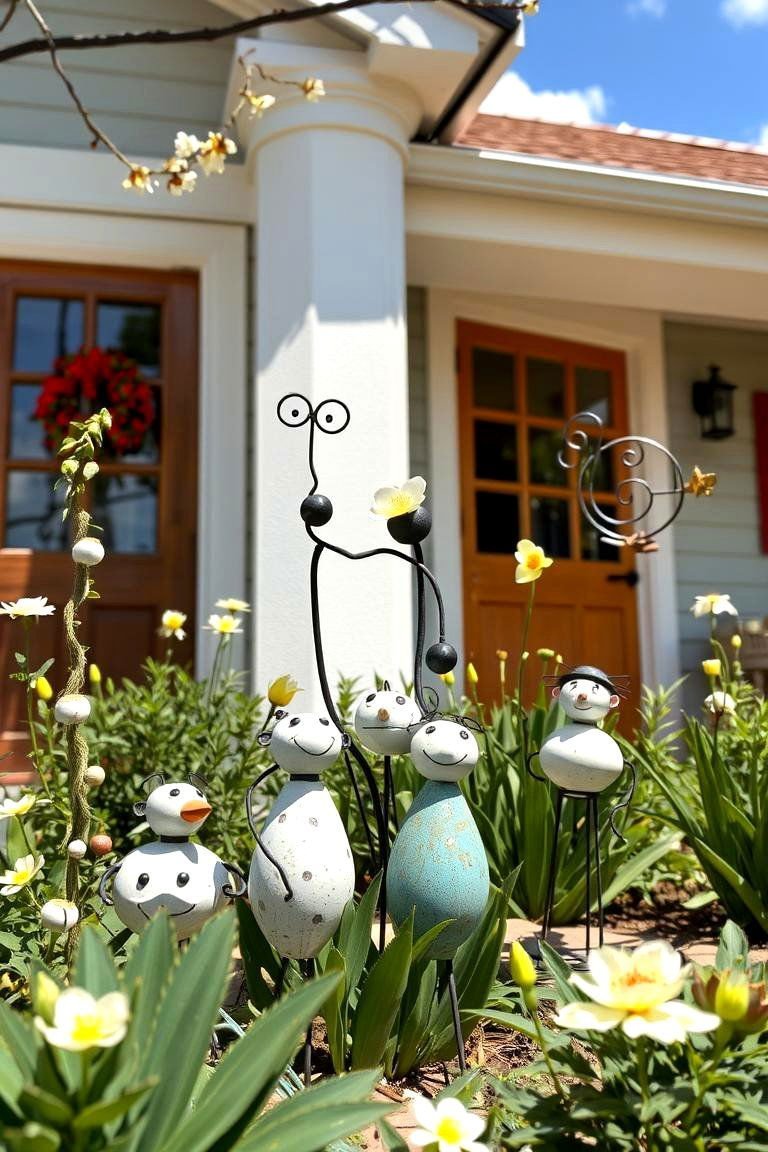 24 Spring Front Door Décor Ideas to Welcome the Season 9 Whimsical Garden Sculptures - 24 Spring Front Door Decor Ideas