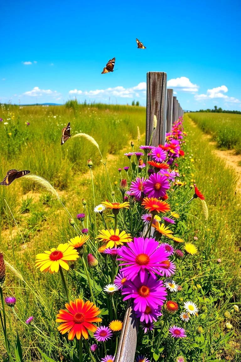 24 Simple Fence Line Landscaping Ideas for Curb Appeal 11 Wildflower Meadow Strip - 24 Simple Fence Line Landscaping Ideas