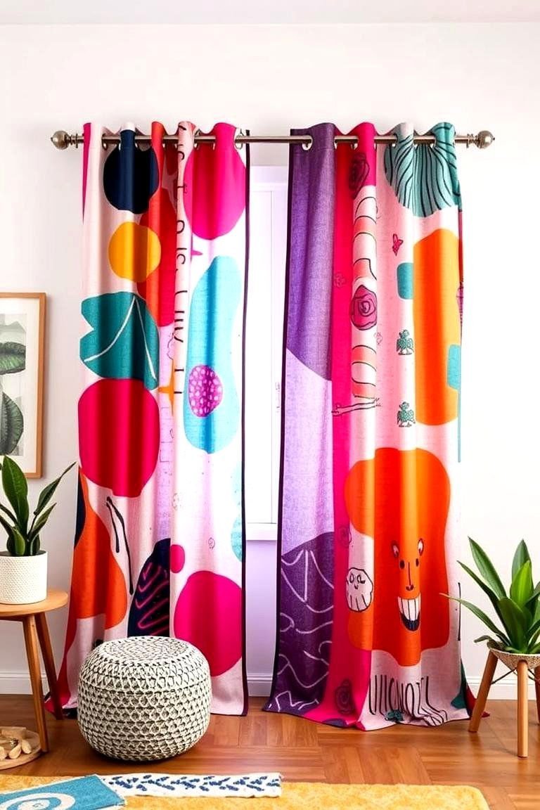 24 Boho Curtain Ideas for a Stylish Home Makeover 16 Abstract Whimsy Creative Boho Prints - 24 Boho Curtain Ideas