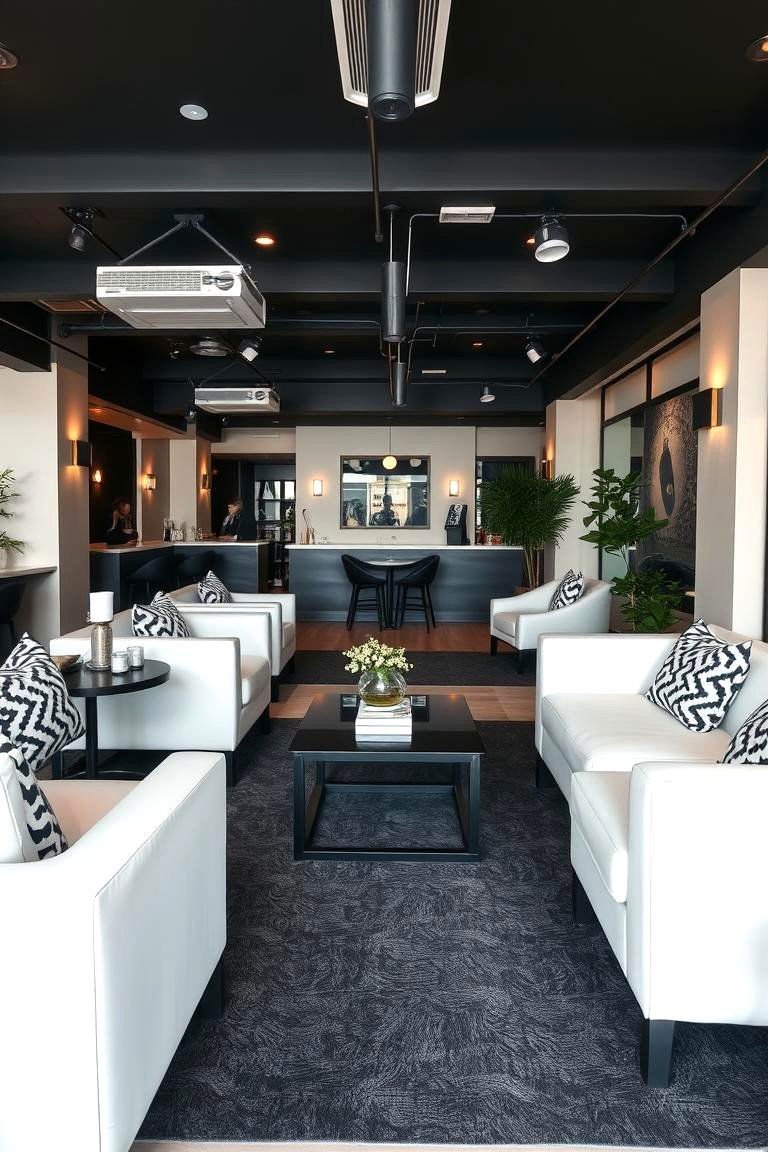 24 Black and White Wedding Theme Ideas for Elegance 19 Alluring Black and White Lounge Areas - 24 Black and White Wedding Ideas