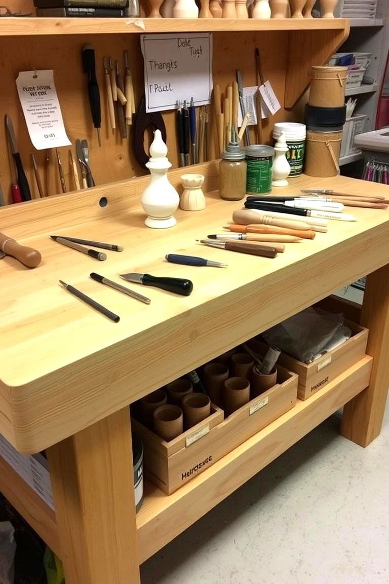 24 Art Room Ideas to Inspire Creativity in Any Space 26 Art Room Workbench for Sculpting Projects - 24 Art Room Ideas