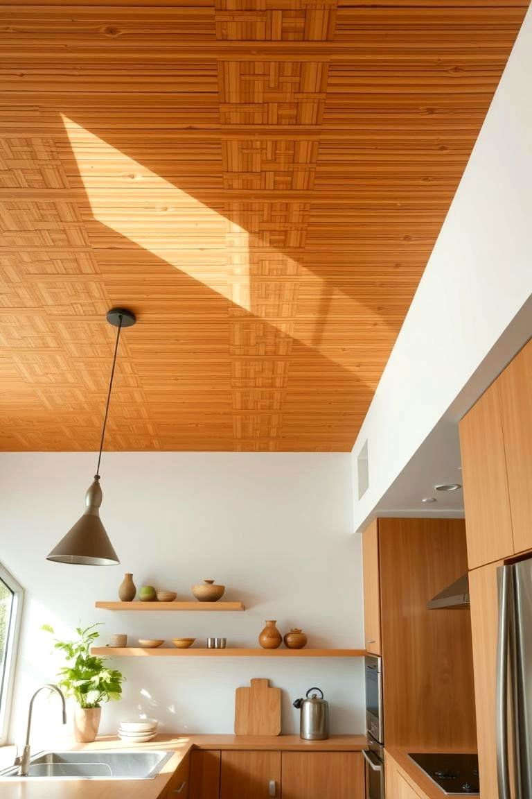 24 Wood Ceiling Kitchen Ideas to Warm Your Cooking Space 22 Bamboo Ceiling - 24 Wood Ceiling Kitchen Ideas