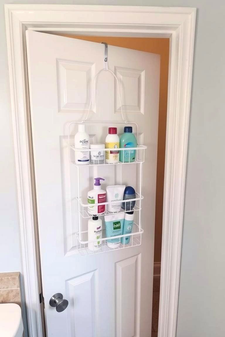 24 Small Bathroom Shelving Ideas to Maximize Storage 24 Bathroom Caddy on the Back of the Door - 24 Small Bathroom Shelving Ideas