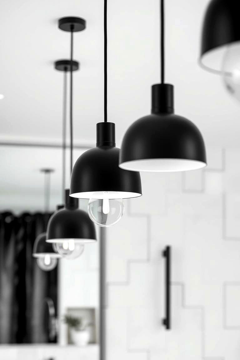 24 Inspiring Bathroom Pendant Lighting Ideas for Modern Homes 9 Black and White Pendants for a Timeless Contrast - 24 Bathroom Pendant Lighting Ideas
